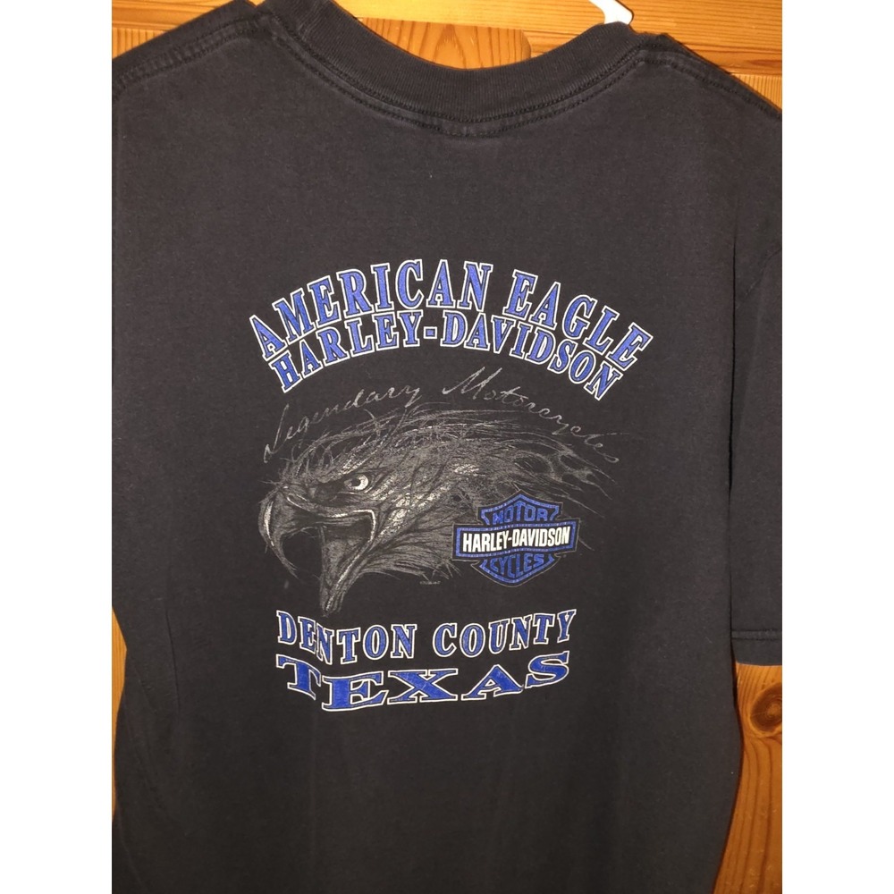 Vintage 2006 Harley-Davidson T-Shirt Mens Large Denton County Texas Eagle Black